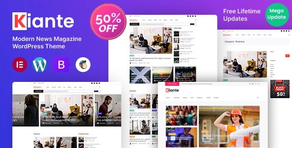 Kiante Newspaper Magazine Blog Multi-Purpose Elementor WordPress Theme