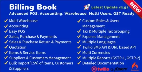 Billing Book - Advanced POS, Inventory, Accounting, Warehouse, Multi Users, GST Ready