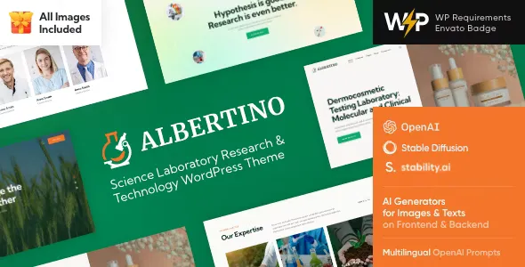 Albertino - Science Laboratory Research & Technology WordPress Theme