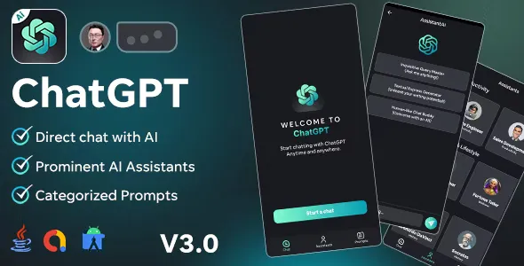 AssistantAi - ChatGPT App - Android Java App + AdMob Ads