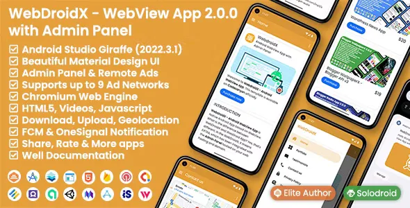 WebDroidX  - Android WebView App with Admin Panel