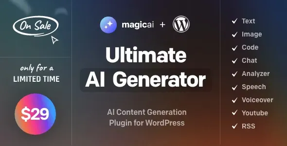 MagicAI for WordPress - AI Text, Image, Chat, Code, and Voice Generator