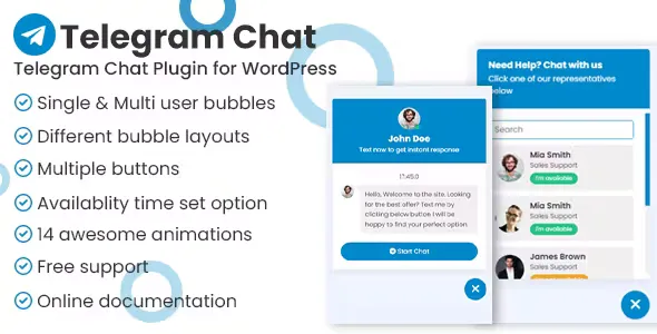 Telegram Chat Support Pro WordPress Plugin