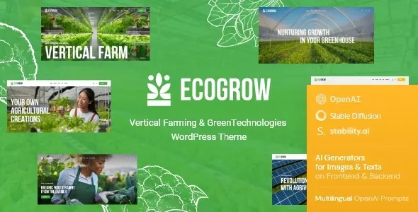 EcoGrow - Vertical Farming & Green Technologies WordPress Theme + AI