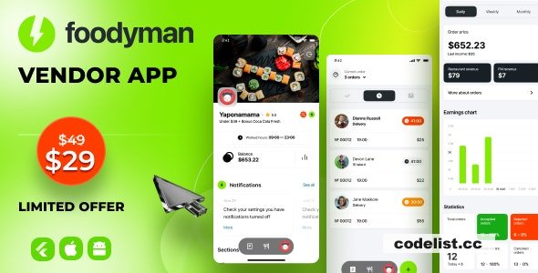 Foodyman Vendor App (iOS & Android)