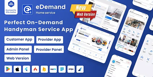 eDemand  - Multi Vendor On Demand Handy Services, Handyman with Flutter App & Admin Panel