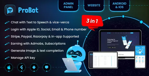ProBot  - ChatGPT | Admob | Subscription InApp | Open AI Chat, Writing Assistant & Image Generator