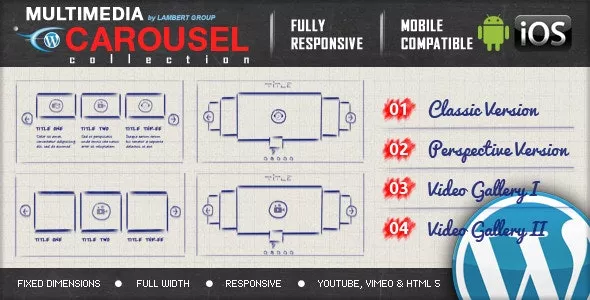 Multimedia Responsive Carousel with Image Video Audio Support