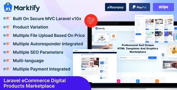 Marktify - Laravel eCommerce Digital Product Multivendor Marketplace