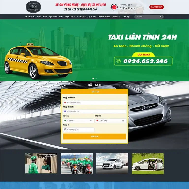 Theme WordPress Taxi 4 có tính phí tự động chuẩn đẹp