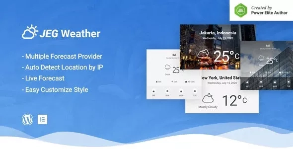 Jeg Weather - Forecast WordPress Plugin - Add Ons for Elementor and WPBakery Page Builder