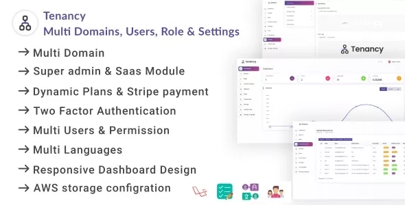 Tenancy - Domains, Database, Users, Role, Permissions & Settings