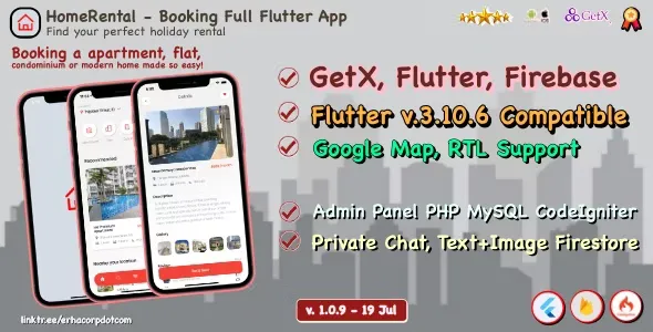 HomeRental  - Booking Properties Full Flutter App with Chat