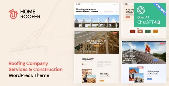 HomeRoofer - Roofing Company Services & Construction WordPress Theme