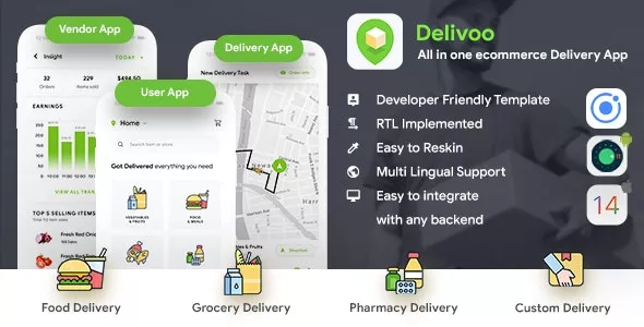 Delivoo - eCommerce Delivery Android + iOS App Template