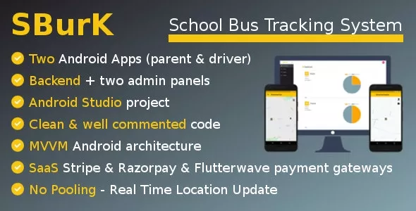 SBurK - School Bus Tracker - Two Android Apps + Backend + Admin Panels - SaaS