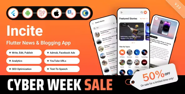Incite - Short News App & Web, Blog App with Laravel Admin Panel for Android & iOS