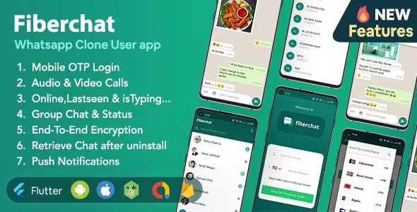 Fiberchat - Whatsapp Clone Full Chat & Call App, Android & iOS Flutter Chat App