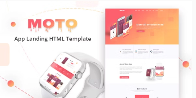 Moto – Multipurpose App Landing Page HTML Template