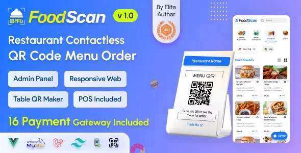 FoodScan - QR Code Restaurant Menu Maker and Contactless Table Ordering System with Restaurant POS