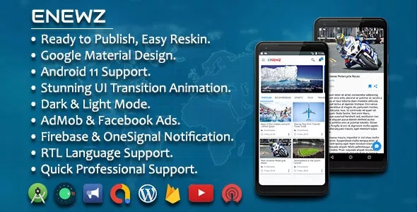 ENEWZ - Native Android (News/Blog/Article) App for Wordpress with OneSignal Notification