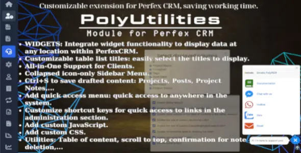 PolyUtilities for Perfex CRM - Quick Access Menu, Custom JS, CSS