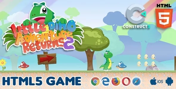 Little Dino Adventure Returns 2 - HTML5 Game Exported | Hi-Tech Coder