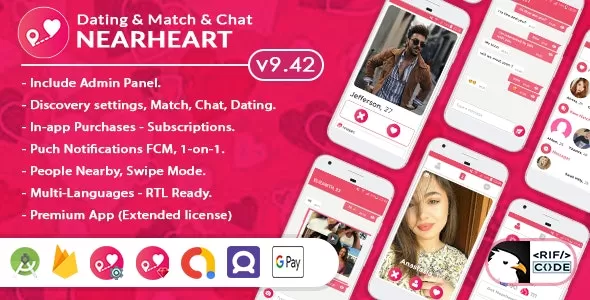 Nearheart  - Android Native Dating Tinder Clone App with Admin Panel