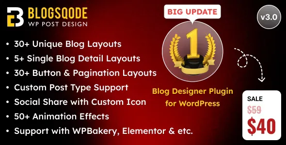 Blogsqode - Blog Layout Plugin and News Post Design for WordPress