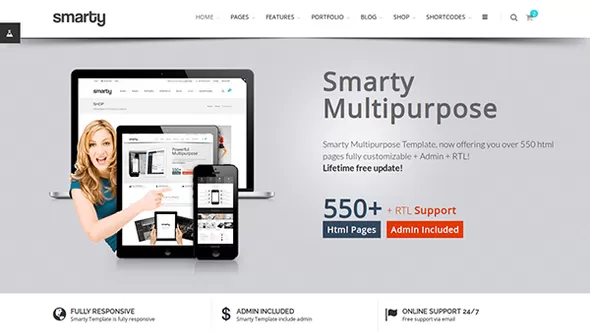 Smarty - Website + Admin + RTL