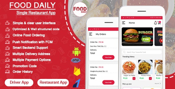 Food Daily - An On Demand Android Food Delivery App, Delivery Boy App and Restaurant App