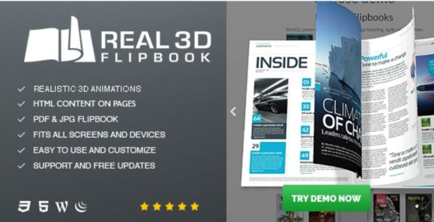 Real 3D FlipBook PDF Viewer WordPress Plugin