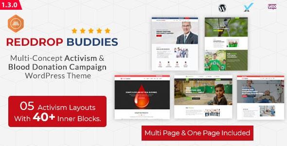 Reddrop Buddies  - Multi-Concept Activism & Blood Donation Campaign WordPress Theme