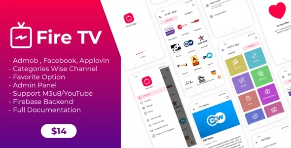 Live TV with Firebase Admin Panel and Admob, Facebook Ads