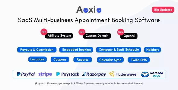 Aoxio - SaaS Multi-Business Service Booking Software