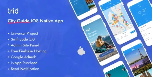 Trid- City Travel Guide iOS Native with Admin Panel, Firebase