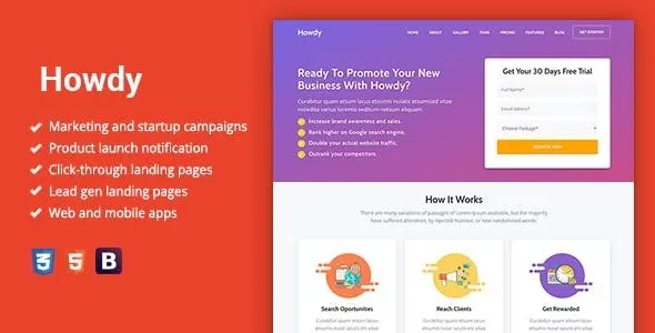 Howdy Multipurpose High-Converting Landing Page WordPress Theme