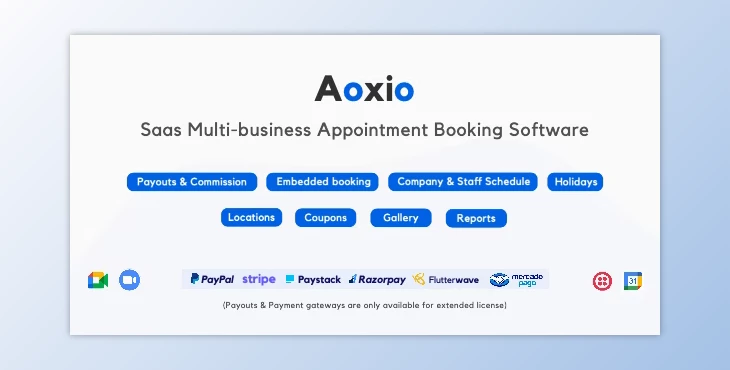 Aoxio  SaaS Multi - Business Service Booking Software