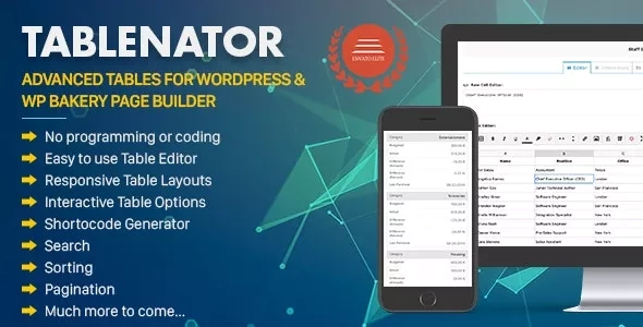 Tablenator - Advanced Tables for WordPress