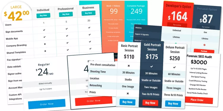 Easy Pricing Tables Premium Agency