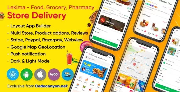 Lekima  - Store Delivery Full React Native Application for Wordpress WooCommerce