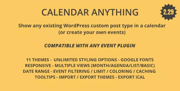 Calendar Anything - Show any Existing WordPress Custom Post Type in a Calendar