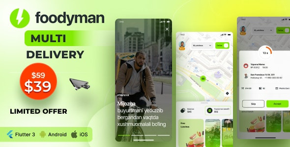 Foodyman - Multi - Restaurant (and Grocery) Delivery App (iOS&Android)